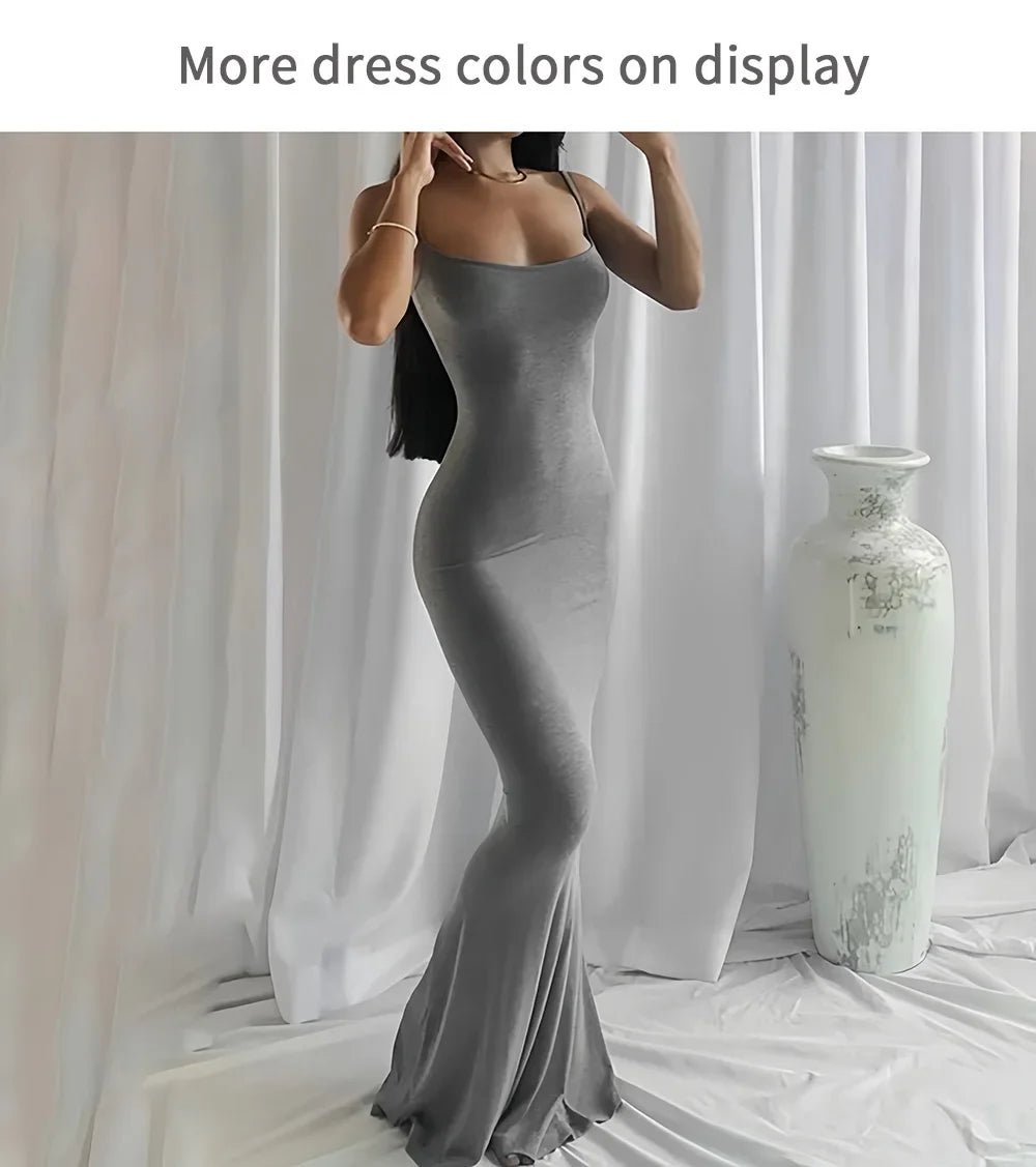 Women's Casual Lounge Slip Long Dress Sexy Sleeveless Backless Bodycon Maxi Dresses Summer Slim Elegant Sexy Outfits Ladies