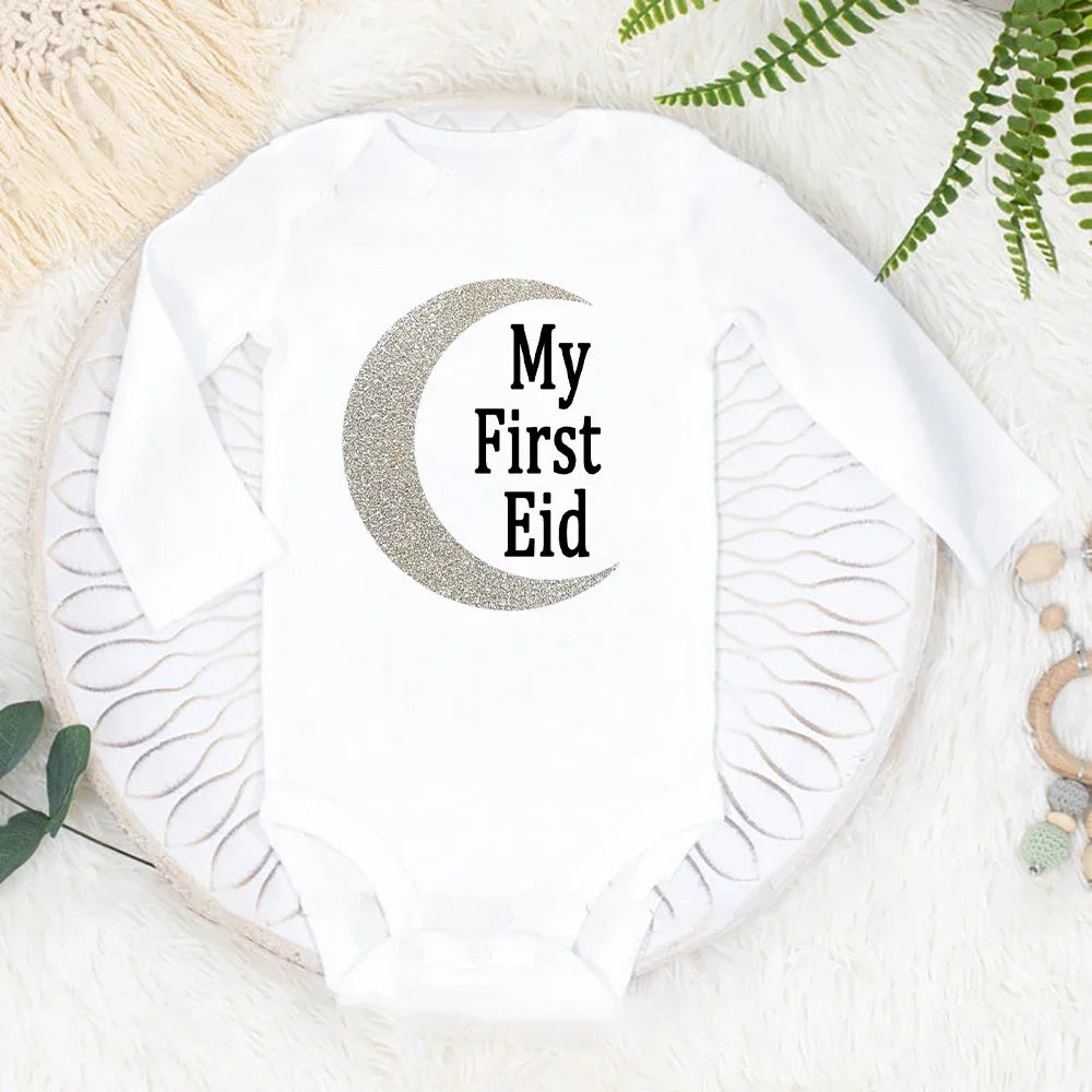 Baby's First Eid Bodysuit My First Eid Toddler Outfit Ramadan New Born Long Sleeve Romper Child Boy Girl Ramadan Clothes