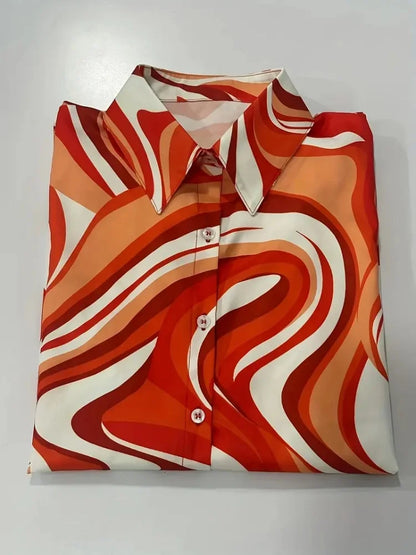 Fashion Luxury Women's Shirts French Texture Printing Women's Shirts Spring And Autumn Long-sleeved Women Business Office Shirts