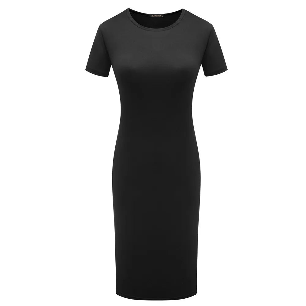 Sexy Elegant Dress Short and Long Sleeve Solid Color Midi Bodycon Dress Women Skinny Slim Pencil Dress Club Party Vestidos