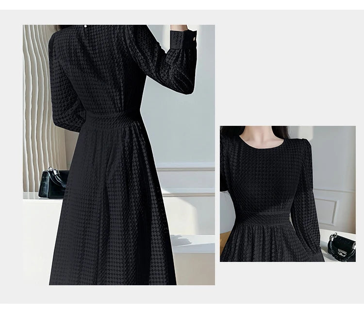 Lace Long Sleeves White Midi Dresses for Women 2025 New Autumn French Elegant Fashion Evening Wedding Party Robe Female Clothing