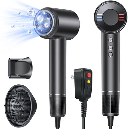 Hair Dryer, Negative Ionic Blow Dryer 120000 RPM Brushless Motor 40M/S Fast Drying High-Speed Low Noise Thermo-Control Hairdryer