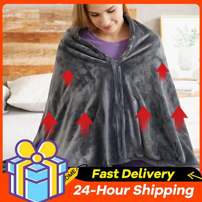 3 Heating Levels Fleece Heated Blanket Wearable Warmer Coral Velvet Blanket Quickly Heated Cape Pad USB Electric Heated Blanket