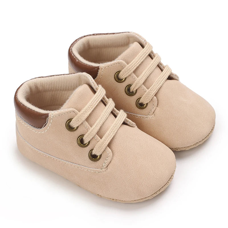 Fashionable 0-18M Boys and Girls' Shoes Classic Solid Color Leather Bottom Anti slip Preschool First Step Casual Sports Shoes