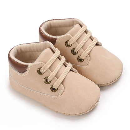 Fashionable 0-18M Boys and Girls' Shoes Classic Solid Color Leather Bottom Anti slip Preschool First Step Casual Sports Shoes