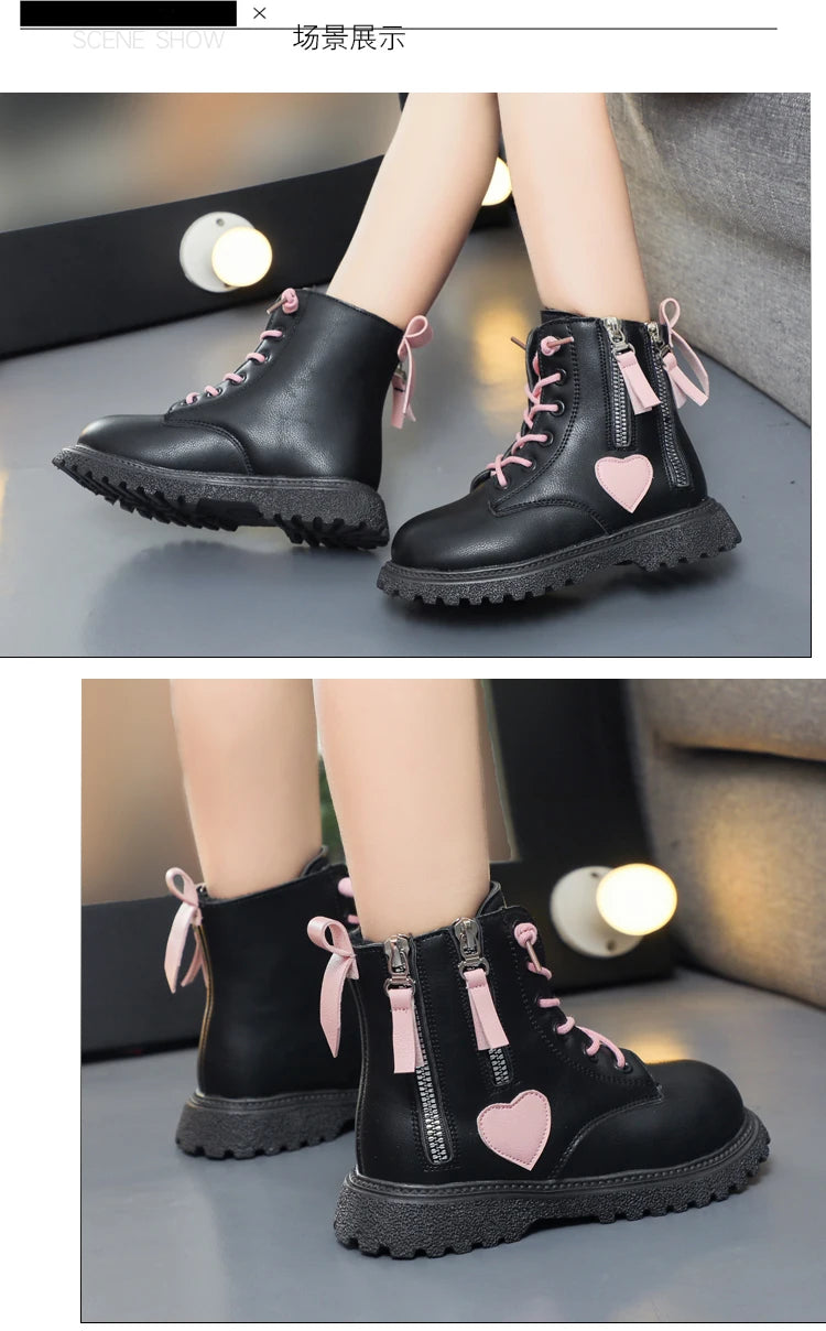 Girls Ankle Boots 2025 New Autumn and Winter Fashion Double Zip Beautiful Princess Non-slip Performance Boots for Catwalk Casual