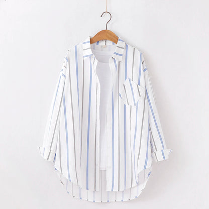 Loose Casual Striped Shirts Women 2025 New Ladies Sweet Simple Style Long Sleeve Print Shirt Female Blouse and Tops Lady Clothes