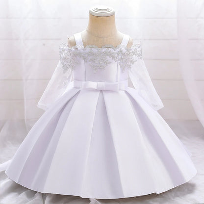 Baby Girls Christmas Dress Newborn Baptism Princess Party Dresses Lace Sleeve Toddler Girl Clothes 1 Years Birthday Wedding Gown