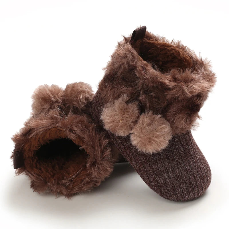Autumn and Winter Baby Plush Thick Warm Cotton Shoes 0-18 Months Soft Soled Comfortable Non Slip Boots