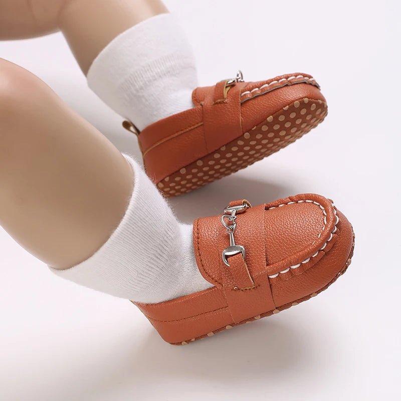 Newborn Baptist Shoes New Leather Gentleman Shoes Anti-slip Soft Bottom Indoor Baby Boys and Girls Casual Shoes Walking Shoes