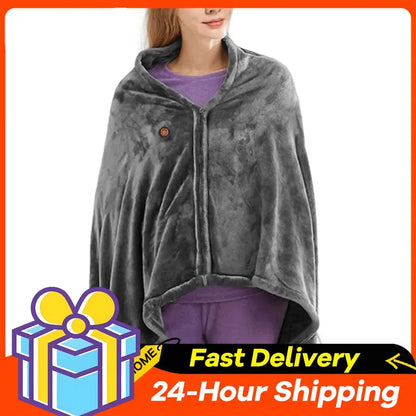 3 Heating Levels Fleece Heated Blanket Wearable Warmer Coral Velvet Blanket Quickly Heated Cape Pad USB Electric Heated Blanket