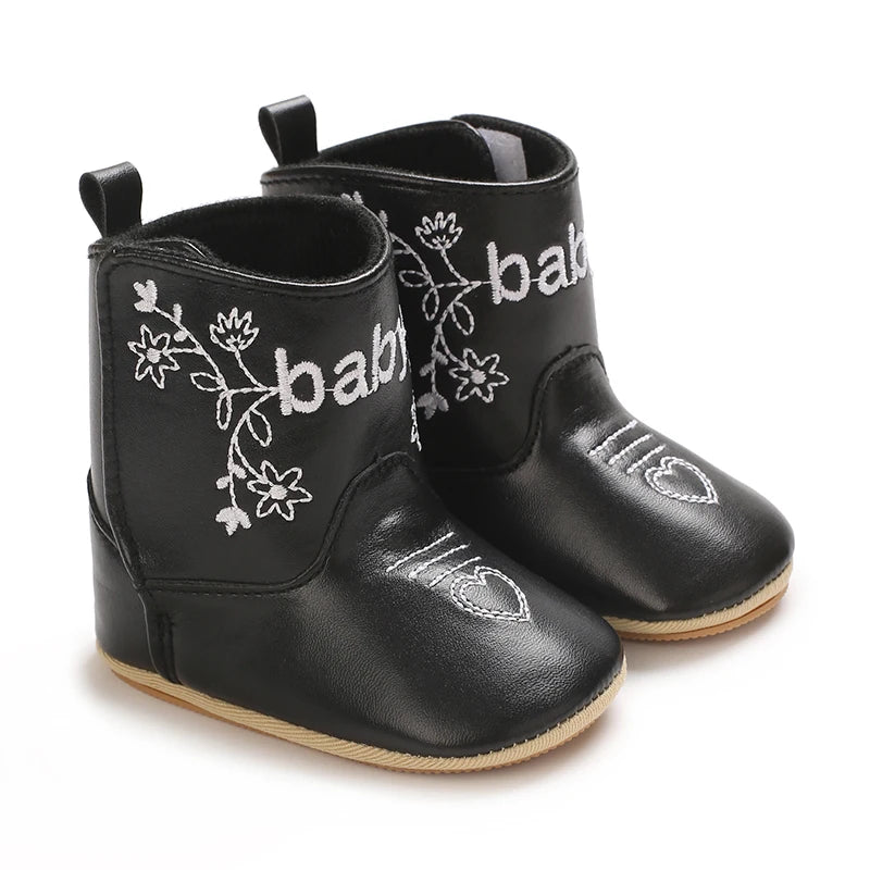 Baby Boots Made Of Soft PU and High-quality Cotton 2024 New Autumn and Winter Short Boots With Rubber Soles and Anti Slip Baby