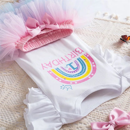 NewBorn Girls 1St Birthday Party Dress Princess 1 Year Old Ceremony Mesh Tutu Vestidos Infant Unicorn Christening Gowns