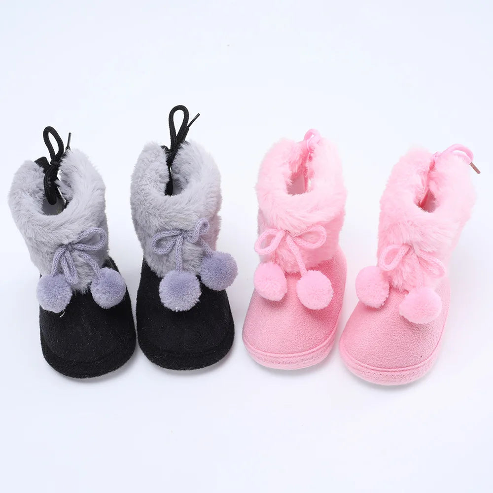 Newborn Toddler Warm Boots Winter First Walkers baby Girls Boys Shoes Soft Sole Fur Snow Booties Kids Snow Boots for 0-18M Bebe