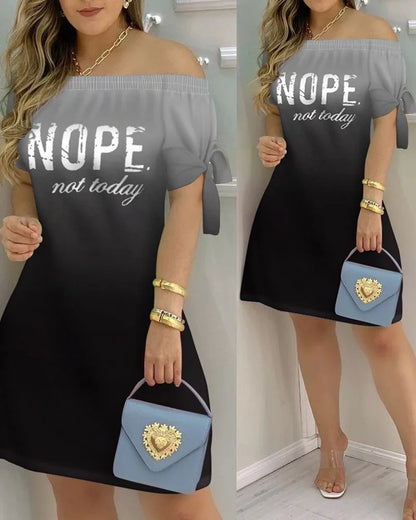 Fashionable Sexy Women's Print Dress Women's Word Shoulder Short -sleeved A -line Dress Ladies Off The Shoulder Mini Dresses
