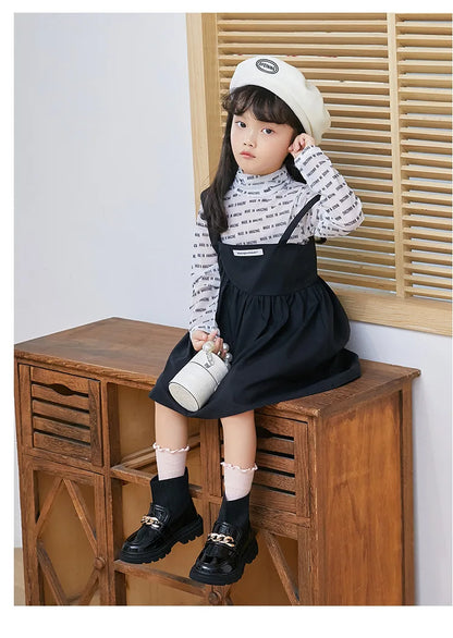 Girls Leather Boots Metal Chains Flying Woven Stitching Princess Boots Kids Leather Soft Sole Boots Children Socks Boots Fashion