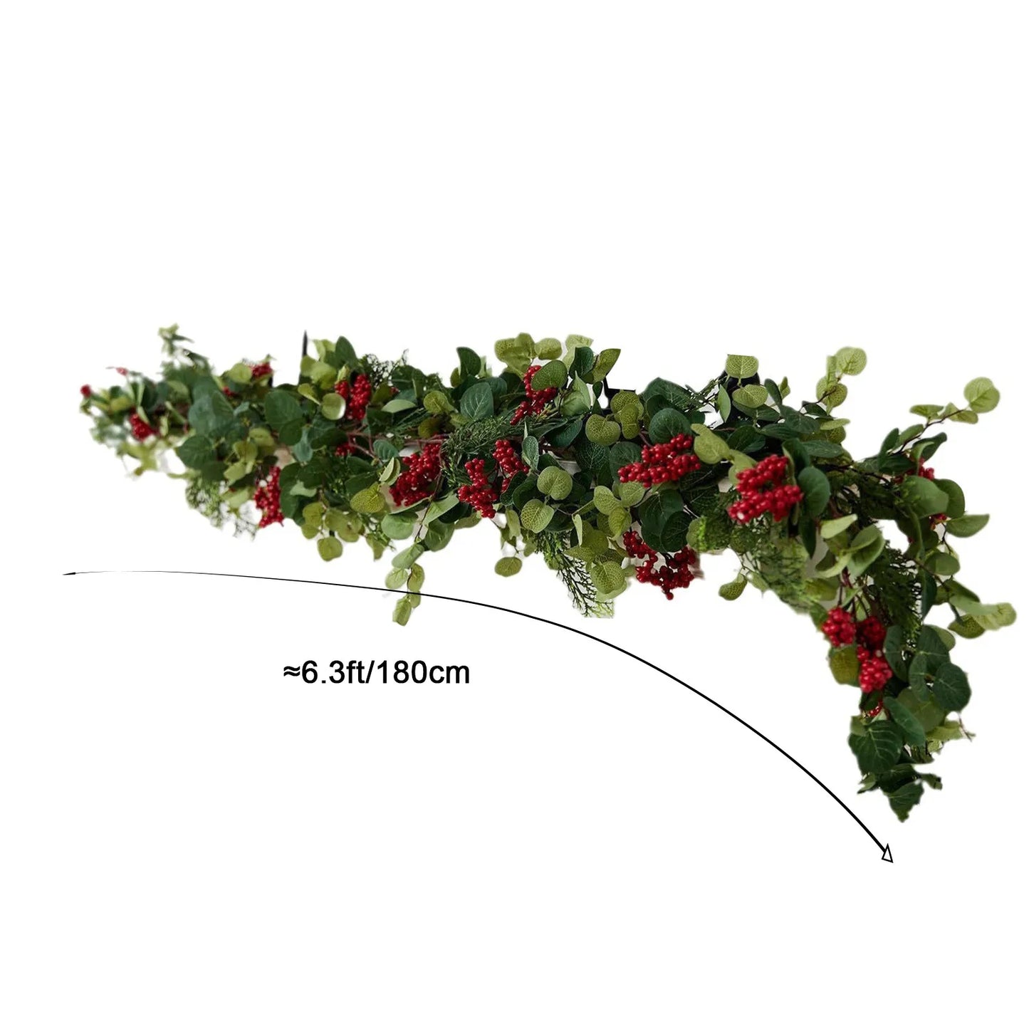 Christmas decoration 6.3ft Xmas Garland Artificial Berries Garland Holiday Xmas cabinet, table Artificial leaf decor wreath