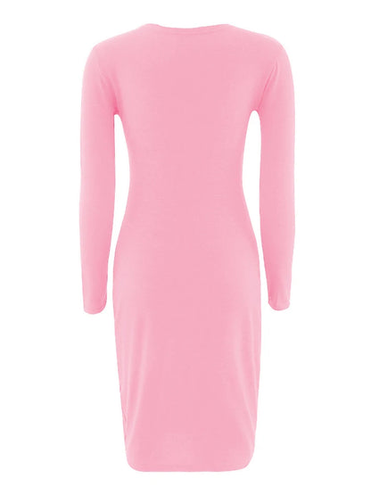 Sexy Elegant Dress Short and Long Sleeve Solid Color Midi Bodycon Dress Women Skinny Slim Pencil Dress Club Party Vestidos