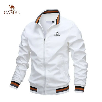 Camel - Men's premium embroidered zippered jacket, casual outdoor sports jacket, fashionable top, spring and autumn, high-quality