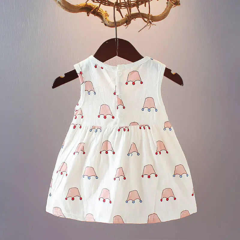 Summer Kids Baby Girls Dresses Infant Clothing Sleeveless Backless Bowknot Polka Dot Princess Dress Newborn Children Clothes