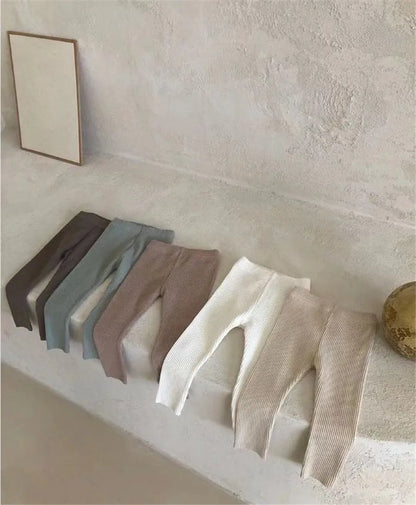 New Baby Cotton Ribbed Leggings Solid Cotton Infant Stretch Pants Soft Comfortable Toddler Pants Kids Boys Girls Trousers