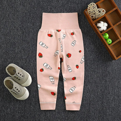 Baby Girls Boys Pants Toddler Bottoming Leggings Children Cotton Cartoon Trousers High Waist 2024 Autumn Newborn Kids Clothing