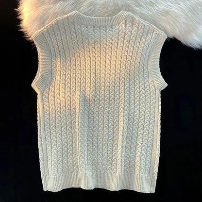 Chic Sweater Vest Knitwear Men Sweater Vest Loose Anti-pilling Pullover Winter Sweater Vest  Keep Warm