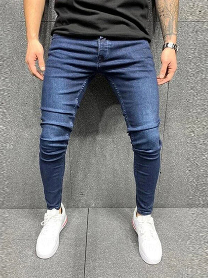 Men's Stretchy Ripped Skinny Embroidered Jeans Men's White Pants Destroyed Hole Slim Fit Denim High Quality Hip Hop Men trousers