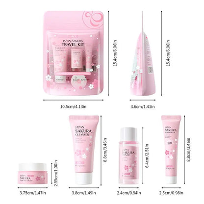 Sakura Skin Care Set facial Cleanser, Serum, Toner, Sunscreen, facial cream Beauty skin care For Women Gifts Routine Travel Kit