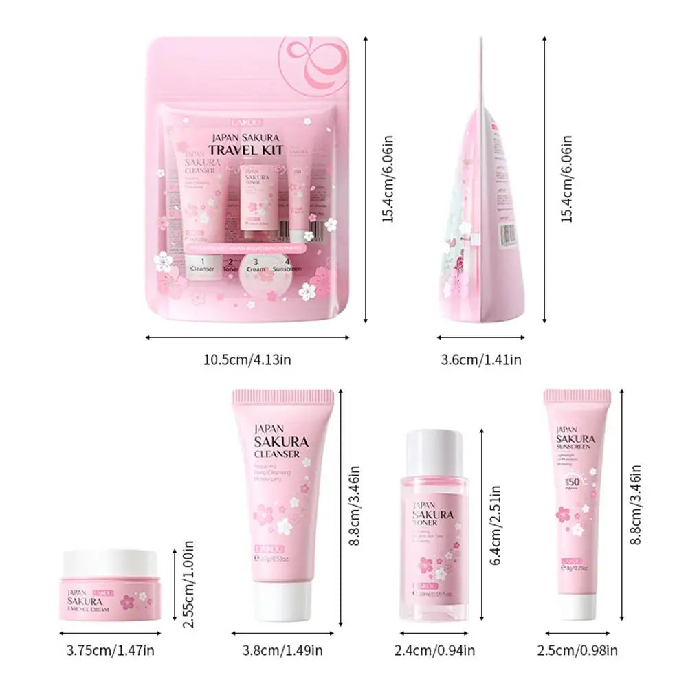 Sakura Skin Care Set facial Cleanser, Serum, Toner, Sunscreen, facial cream Beauty skin care For Women Gifts Routine Travel Kit