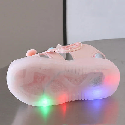 Little Duck Light-up LED Sandals for First Walker Anti-kick Baby Shoes for 0-3 Years Old Pre walker Soft Sole Cartoon for Girl
