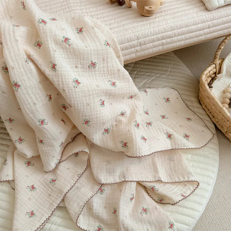 Newborn Baby Blanket For Boys Girls Baby Swaddle Wrap Floral Infant Receiving Blanket Bedding Crib Quilt Baby Stuff 100cm