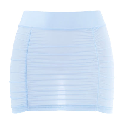 Sexy Womens Mid Waist Stretchy Shirring Bodycon Miniskirt Ladies Elastic Waistband Summer Mini Skirt for Nightclub Party