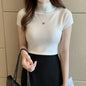 Fashion Woman Blouses 2025 Short Sleeve Summer Tops Blouse Women Turtleneck Knitted Blouse Shirt Women's Tops And Blouses