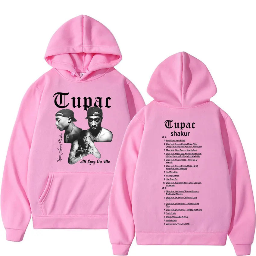 Retro Rapper Tupac 2pac Hoodie Hip Hop Pria Hoodie Pullover Ukuran Besar Atasan Hoodie Hitam Pria Wanita Sweatshirt