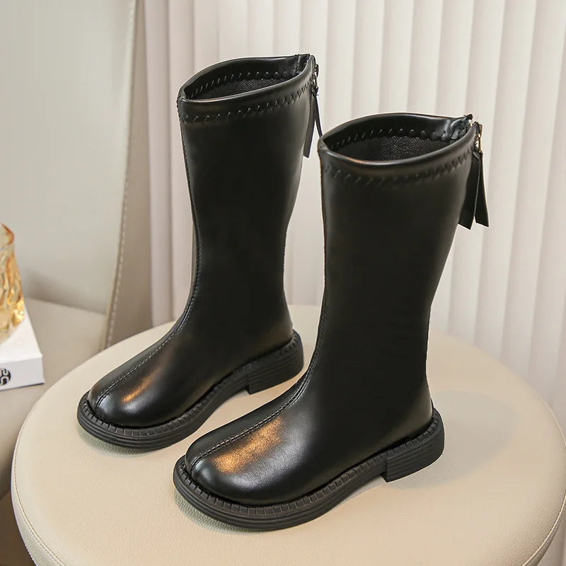 New Design Children Boots Girls Leather Shoes White Luxury Casual Sports Shoes Autumn Lightweight Girls Ankle Boots