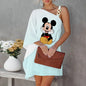 Disney Diagonal Collar One-Shoulder Party Dresses Minnie Mouse Dress Mickey Elegant Dresses for Women Evening Luxury Sexy Collar