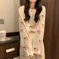2025 Autumn Winter Warm Flannel Women Pijamas Sets Thick Coral Velvet Long Sleeve Cartoon Sleepwear Thin Flannel Pajamas Set