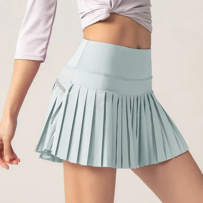 Women Tennis Skirt High Waisted Pleated Running Yoga Skirt Tennis Shorts Breathable Pleated Volleyball Shorts Hiking Shorts