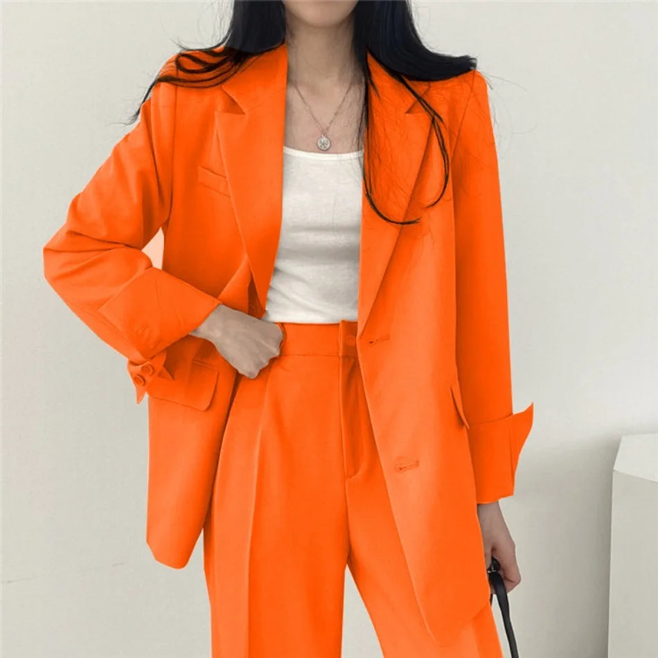 Korean Fashion Spring Women's Suits Casual Top Trousers 2 Piece Sets Women's Outfits Coats Slim Fit Blazers for Women Clothing