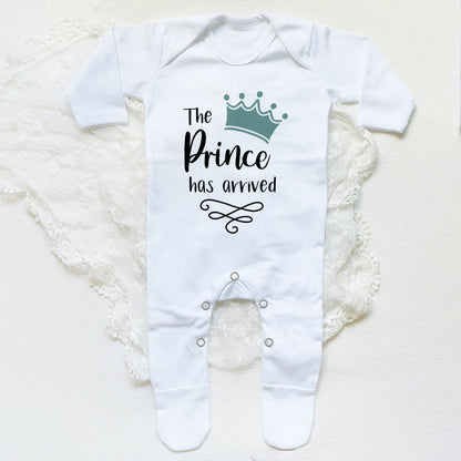 The Prince Has Arrived Print Baby Baby grow Sleepsuit Vest Bodysuit Newborn Boys Coming Home Hospital Clothes Infant Shower Gift
