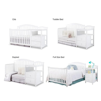 Classic 4-in-1 Convertible Crib, Made of Wood, Non-Toxic Finish, Wooden Baby Bed, Toddler Bed, Child’s Daybed and Full-Size Bed,