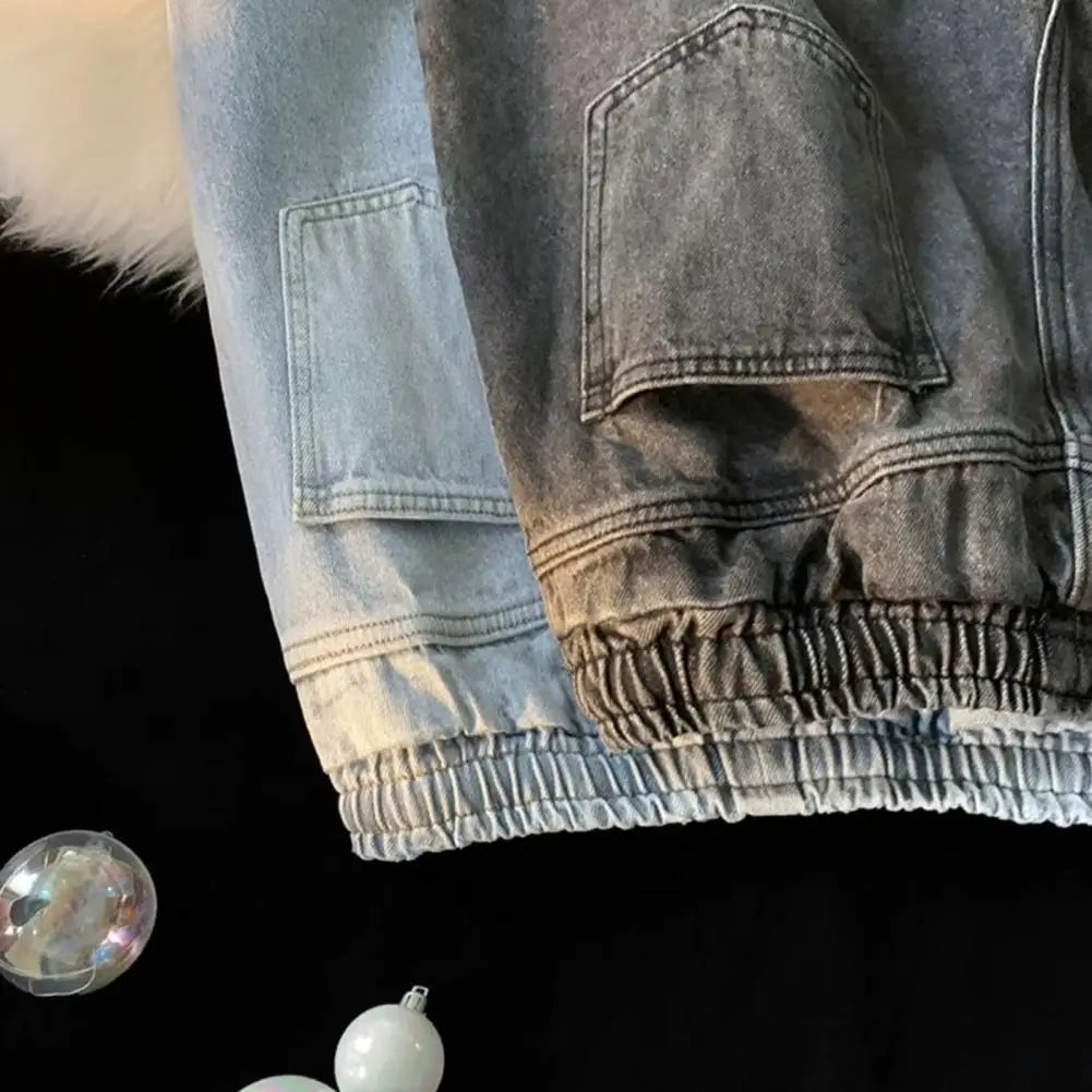 Men Wide-leg Denim Shorts Men's Quick-drying Denim Beach Shorts With Elastic Drawstring Waistband Pockets Summer Wide Leg Shorts