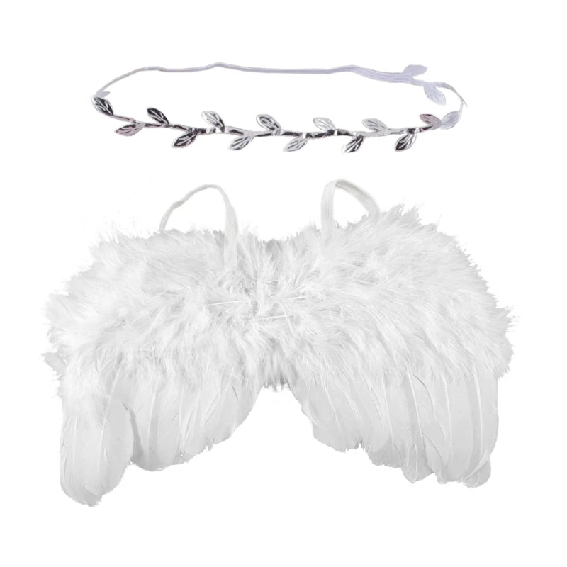 Newborn Photography Props Outfits Baby Headdress and Baby Wings Set