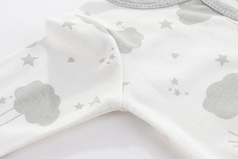 Cotton Newborn Romper Star Moon Printed Footed Baby Bodysuit for Girls Boys Long Sleeve Autumn Toddler Clothes Infant Onesie