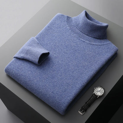 Autumn and winter new 100% merino cashmere sweater men's knitted pullover padded warm turtle neck fashion loose plus size coat