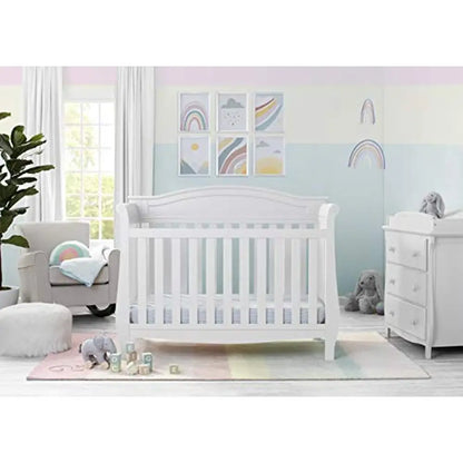 Convertible 4-in-1 Baby Crib Bianca White Toddler Daybed Full Size Rails Solid Pine Wood JPMA Certified Nursery Collection