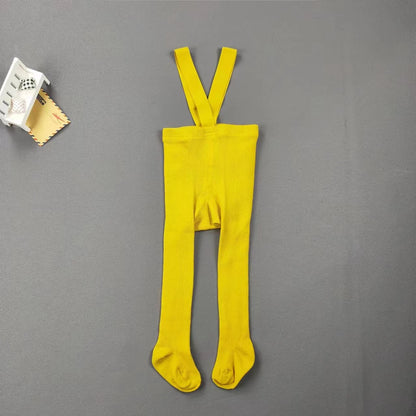 Baby Children's Pantyhose Spring And Autumn Female Baby Cute Solid Color High Waist High Elastic Overall Leggings Bib