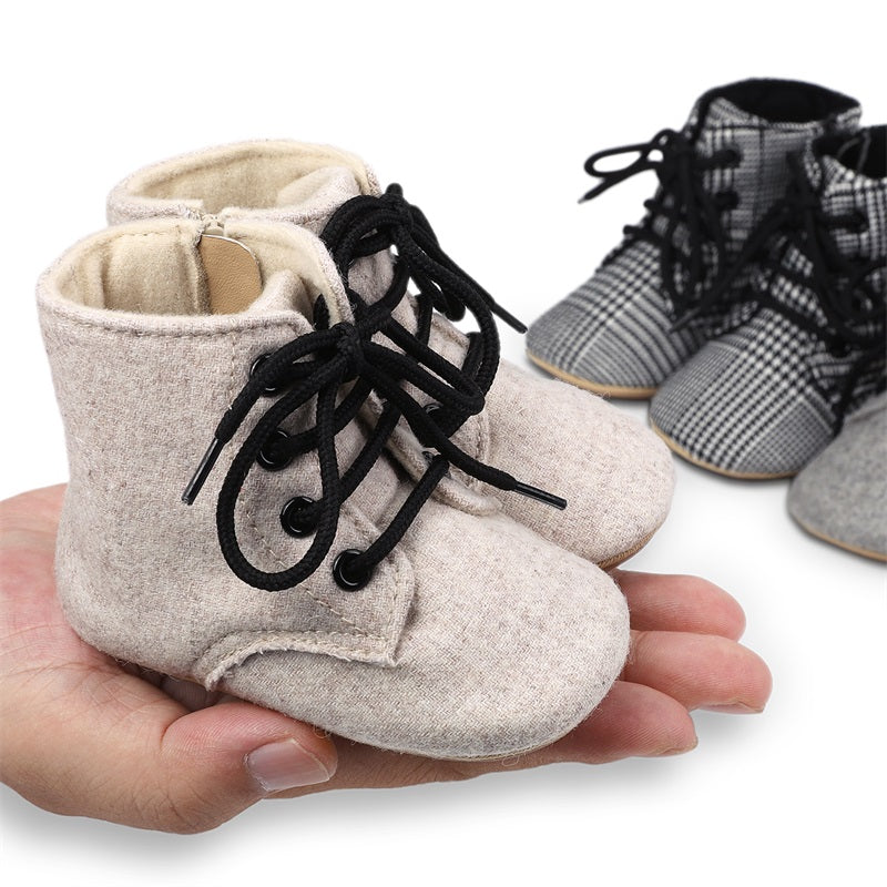 Newborn Baby Girls Winter Boots Solid Color/Houndstooth Print Ankle Boots Warm Baby Walking Shoes for Toddler Infant