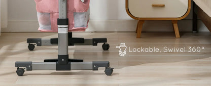 Baby Bassinet, Bedside Sleeper with Wheels, Height Adjustable, for Infant/Baby/Newborn Girls & Boys 0-6 Months, Pink